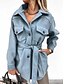 cheap Jackets-Women&#039;s Jacket Fall Winter Street Daily Regular Coat Warm Regular Fit Streetwear Jacket Long Sleeve Lace up Pocket Solid Color Blue White Black / Patchwork
