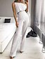 cheap Women&#039;s Jumpsuits-Women&#039;s Jumpsuit Solid Colored Casual Daily One Shoulder Casual Daily Wear Sleeveless Regular Fit White S M L Fall