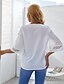 baratos Roupa de Mulher-Mulheres Blusa Tecido Decote V Com Corte Guarnição do laço Casual Blusas Branco Preto