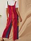 cheap Bottoms-Women&#039;s Basic Patchwork Print Harem Culottes Wide Leg Overalls Full Length Pants Print Multi Color Casual Daily Comfort Loose Green Red S M L XL