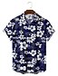 preiswerte Herrenhemden-Herren Hemd Hawaiihemd Sommerhemd Grafik-Shirt Aloha-Shirt Blumen Graphic Palmblatt Kragen Blau und Weiß 18 blau 19 blau Schwarz Orange Strasse Täglich Kurzarm Bekleidung Modisch Designer Leicht