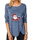 preiswerte T-shirts-Damen T-Shirt Abstrakt Farbe Grafik Text Weihnachtsmann Rundhalsausschnitt Taste Bedruckt Grundlegend Oberteile Blau Purpur Schwarz