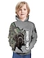 cheap Boys&#039; Tees &amp; Blouses-Kids Boys&#039; Hoodie Long Sleeve Black Light Brown Camel 3D Print Pocket Dog Letter Animal Outdoor Active 4-12 Years / Fall