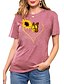 baratos T-shirts-Mulheres Camiseta Gráfico Coração Spot de Luz Multi-Colorida Decote Redondo Imprimir Básico Vintage Blusas Normal Azul Rosa Vinho