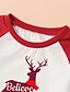 cheap New Arrivals-Family Look Christmas Pajamas Daily Plaid Deer Letter Patchwork White Black Gray Long Sleeve Daily Matching Outfits / Fall / Winter / Cute / Print