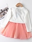 preiswerte Kleidersets für Mädchen-Kinder Baby Mädchen T-Shirt &amp; Rock Langarm 2 Stück Rosa Perlenbesetzt Gitter Buchstabe Standard Süß 2-8 Jahre