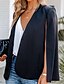 cheap Blazers-Women&#039;s Blazer Quilted Casual Casual Daily Coat Regular Polyester White Black Open Front Fall Spring V Neck Loose S M L XL / Warm / Solid Color
