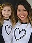 cheap Family Look Sets-Mommy and Me Tops Daily Heart Letter Patchwork Black Long Sleeve Adorable Matching Outfits / Fall / Print