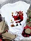 cheap Plus Size Tops-Women&#039;s Plus Size Tops T shirt Cartoon Graphic Short Sleeve Print Streetwear Christmas Crewneck Modal Christmas Daily Fall Winter Wine khaki