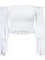 baratos Women&#039;s Coats &amp; Jackets-Mulheres Tecido Rua Casual Diário Meia Manga Camiseta Ombro a Ombro Básico Sensual Blusas Branco Preto Amarelo S / Verão