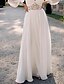 preiswerte Dresses-Damen Maxikleid Schaukelkleid Weiß Langarm Gerüscht Volltonfarbe V-Ausschnitt Herbst Party Elegant Ballkleider 2022 S M L XL / Party Kleid