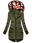 cheap Coats &amp; Trench Coats-Women&#039;s Coat Hoodied Jacket Full Zip Pocket Print Regular Coat Green Black Gray Wine Red Street Casual Zipper Fall Hoodie Regular Fit S M L XL XXL 3XL / Daily / Warm / Breathable / Floral