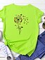abordables T-shirts-Mujer Camiseta Graphic Diente de león Animal Casual Diario Fin de semana Manga Corta Camiseta Escote Redondo Estampado Básico 100% Algodón Verde Trébol Blanco Rosa S