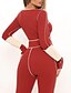 cheap Women&#039;s Jumpsuits-Women&#039;s Jumpsuit Color Block Patchwork Casual V Neck Wide Leg Casual / Daily Festival Long Sleeve Regular Fit Wine S M L Fall
