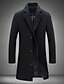 cheap Best Sellers-Men&#039;s Overcoat Peacoat Winter Coat Street Business Polyester Fall Winter Thermal Warm Breathable Outerwear Clothing Apparel Casual Pocket Solid Color Single Breasted Turndown / Daily / Long Sleeve