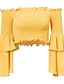 baratos Women&#039;s Coats &amp; Jackets-Mulheres Tecido Rua Casual Diário Meia Manga Camiseta Ombro a Ombro Básico Sensual Blusas Branco Preto Amarelo S / Verão