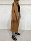 cheap Coats &amp; Trench Coats-Women&#039;s Coat Fall Winter Street Daily Long Coat Warm Regular Fit Casual Jacket Long Sleeve Lace up Pocket Plain Brown