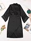 cheap Sleep &amp; Lounge-Women&#039;s 1 pc Robes Gown Bathrobes Satin Simple Comfort Pure Color Polyester Home Wedding Party Beach V Wire Gift Long Sleeve Basic Fall Winter Belt Included Green Black / Lace Up / Sweet / Spa