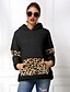 abordables Sudaderas y capuchas-Mujer Bloque de color Leopardo Marrón Sudadera Pull-over Bolsillo delantero Estampado Diario Deportes Activo Ropa de calle Sudaderas con capucha Sudaderas Negro Caqui