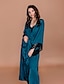 cheap Sleep &amp; Lounge-Women&#039;s 1 pc Robes Gown Bathrobes Satin Simple Comfort Pure Color Polyester Home Wedding Party Beach V Wire Gift Long Sleeve Basic Fall Winter Belt Included Green Black / Lace Up / Sweet / Spa