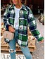 cheap Jackets-Women&#039;s Jacket Fall Winter Street Daily Regular Coat Windproof Lightweight Loose Casual Streetwear Jacket Long Sleeve Oversized Plaid / Check Color Block Gray Green Red