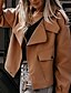 cheap Jackets-Women&#039;s Jacket Fall Winter Street Daily Going out Short Coat Waterproof Warm Regular Fit Casual Streetwear Jacket Long Sleeve Pocket Patchwork Solid Color Black Khaki Beige