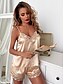 cheap Sleep &amp; Lounge-Women&#039;s 2 Pieces Pajamas Sets Nighty Ultra Slim Comfort Sweet Pure Color Satin Home Street Daily Straps Gift Strap Top Sleeveless Basic Shorts Spring Summer Without Lining Champagne / Silk