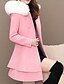cheap Coats &amp; Trench Coats-Women&#039;s Coat Quilted Fur Trim Long Coat White Blue Pink Red Rose Red Daily Casual Single Breasted Fall Turndown Regular Fit M L XL XXL 3XL / Warm / Solid Color / Winter