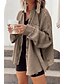 preiswerte Damen Jacken-Damen Jacke Freizeitjacke Taste Elegant Shacket Casual Täglich Festtage Mantel Kurz Baumwollmischung Schwarz Blau Braun Einreihiger Verschluss Herbst Winter Hemdkragen 2022 Regular Fit S M L XL