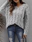 billige Sweaters-Dame bluse Bluse Trøje Helfarve Strikket Stilfuld Afslappet Langærmet Sweater Cardigans Efterår Vinter V-hals Gul Vin Grå