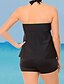 cheap Tankini-Women&#039;s Tankini 2 Piece Swimsuit Open Back Print Solid Color Black Swimwear Bathing Suits Fashion Tattoo