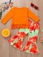 preiswerte Kleidersets für Mädchen-Kinder Mädchen T-Shirt &amp; Hose Halloween Langarm 2 Stück Orange Bedruckt Batik Kürbis Halloween Baumwolle Standard Aktiv Cool 3-8 Jahre / Herbst