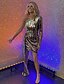 cheap Party Dresses-Women‘s Party Dress Homecoming Dress Sequin Dress Sheath Dress Mini Dress Gold Long Sleeve Pure Color Sequins Winter Fall Autumn One Shoulder Party Party Winter Dress Birthday 2023 S M L XL