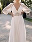cheap Dresses-Women&#039;s Maxi long Dress Swing Dress White Long Sleeve Ruched Solid Color V Neck Fall Party Elegant Prom Dress 2022 S M L XL / Party Dress