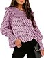 cheap Tops &amp; Blouses-Women&#039;s Polka Dot Daily Weekend Long Sleeve Blouse Shirt Round Neck Lettuce Trim Print Casual Streetwear Tops Lantern Sleeve White Black Purple S