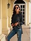cheap Tops &amp; Blouses-Women&#039;s Blouse Shirt Long Sleeve Plain Round Neck Drawstring Streetwear Tops Regular Fit Chiffon Black Beige