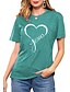 abordables T-shirts-Mujer Camiseta Gráfico Corazón Letra Escote Redondo Estampado Básico Vintage Tops Ajuste regular Azul Piscina Rosa Vino