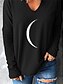 abordables T-shirts-Mujer Camiseta 3D Gráfico Escote en Pico Retazos Estampado Básico Tops Negro / Impresión 3D