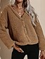 cheap Coats &amp; Trench Coats-Women&#039;s Teddy Coat Fall Winter Daily Regular Coat V Neck Thermal Warm Slim Elegant Jacket Long Sleeve Fur Trim Solid Color Black Khaki Army Green