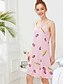 cheap Sleep &amp; Lounge-Women&#039;s 1 pc Pajamas Nightgown Simple Comfort Cute Rabbit Strawberry Polyester Home Party Daily Straps Gift Sleeveless Print Fall Spring White powder Green / Seamed / Sweet