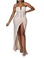 cheap Party Dresses-Women&#039;s Maxi long Dress Strap Dress Black Beige Sleeveless Backless Sequins Split Solid Color V Neck Fall Summer Party Club Casual Sexy 2021 Regular Fit S M L XL XXL / Party Dress