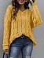 preiswerte Pullover-Damen Zur Seite fahren Pullover Overall Volltonfarbe Strick Stilvoll Alltag Langarm Pullover Strickjacken Herbst Winter V-Ausschnitt Gelb Wein Grau