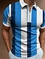 abordables T-Shirts-T Shirt golf Homme Col Rayé Manches Courtes Bleu Zippé Extérieur Plein Air du quotidien Coton Standard Mode Vêtement de sport Casual / Eté / Eté