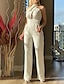 cheap Women&#039;s Jumpsuits-Women&#039;s Jumpsuit Solid Colored Backless Cut Out Casual Daily Halter Neck Straight Casual Daily Wear Sleeveless Regular Fit White S M L Fall