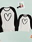 cheap Family Look Sets-Mommy and Me Tops Daily Heart Letter Patchwork Black Long Sleeve Adorable Matching Outfits / Fall / Print