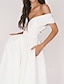 cheap Dresses-Women&#039;s Midi Dress Swing Dress White Short Sleeve Backless Solid Color V Neck Off Shoulder Fall Winter Party Elegant Prom Dress 2022 S M L XL XXL