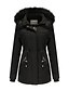 cheap Women&#039;s Coats &amp; Jackets-Women&#039;s Parka Fall Winter Street Daily Valentine&#039;s Day Regular Coat Warm Breathable Regular Fit Casual Jacket Long Sleeve Fur Trim Pocket Solid Color Purple Pink Black / Going out