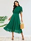 cheap Dresses-Women&#039;s Midi Dress A Line Dress Emerald Green Dress Green Half Sleeve Drawstring Pure Color Crew Neck Fall Winter Party Elegant 2022 Loose XL 3XL 4XL