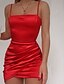 cheap Party Dresses-Women&#039;s Party Dress Satin Dress Sheath Dress Mini Dress Black Red Fuchsia Sleeveless Pure Color Ruched Summer Spring Strapless Hot Slim 2023 S M L XL
