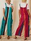 cheap Bottoms-Women&#039;s Basic Patchwork Print Harem Culottes Wide Leg Overalls Full Length Pants Print Multi Color Casual Daily Comfort Loose Green Red S M L XL